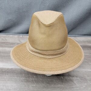 Henschel Hat Safari Fitted Mens Medium Tan Mesh Sun Outdoor USA Breathable